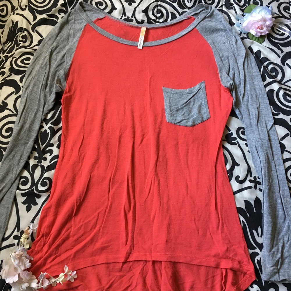 Ocasion Orange and grey long sleeve baseball tee